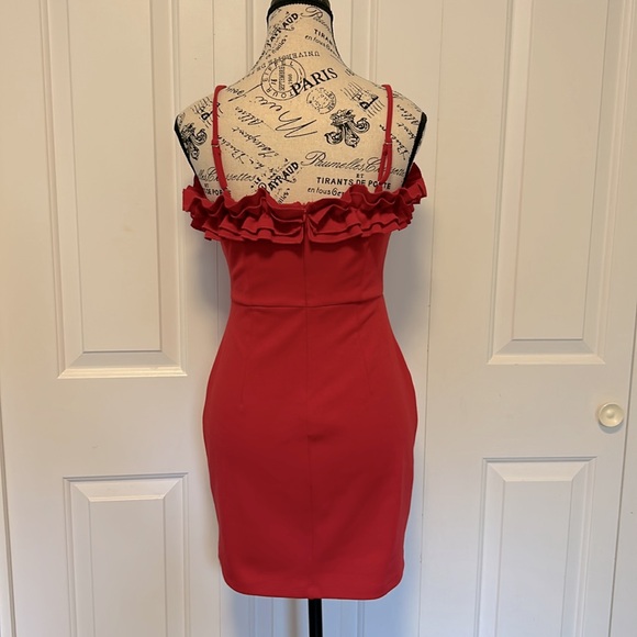 Ruffled Mini Red Bodycon Dress ❤️ - Picture 2 of 3